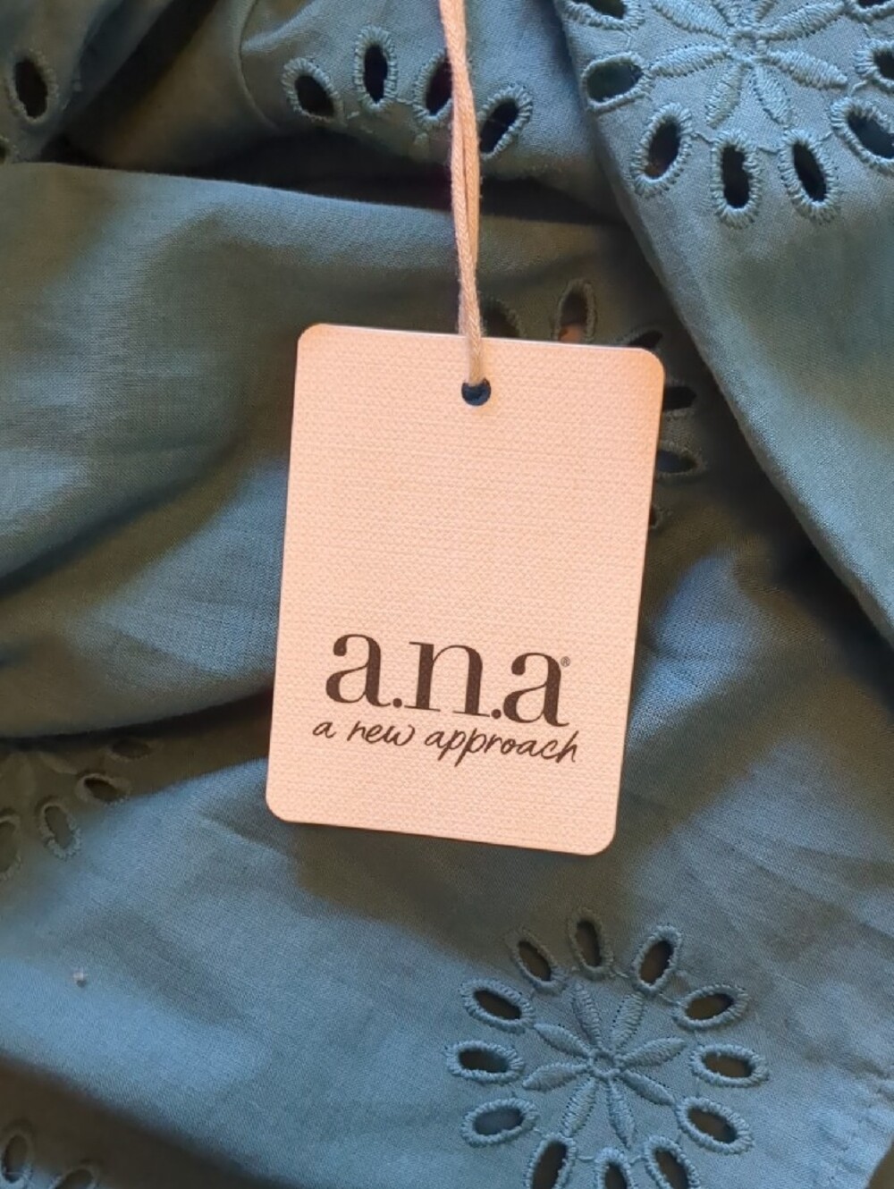 a.n.a Teal Eyelet Ruffle Long Sleeve Blouse - Picture 5 of 8